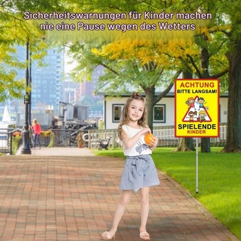 Hliníková ceduľa „Pozor, deti“ s odrazkami, vrátane skrutiek a imbusového kľúča. Ceduľa „Prosím, choďte