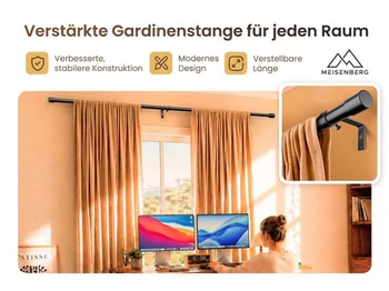 MEISENBERG Výsuvná čierna záclonová tyč