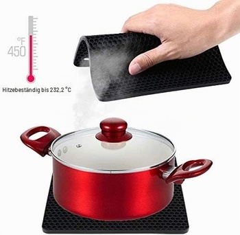 Flintronic Podložka na hrnec 4 ks Silikonové držáky na hrnce Podložka na hrnec 4 kusy - černá #1