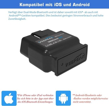Veepeak OBDCheck BLE Bluetooth OBD II diagnostický nástroj pre čítačku kódov do auta kompatibilný s