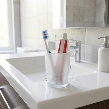 QWORK® 2dielne náhradné držiaky na zubnú kefku, matné sklo, pre nástenné držiaky na zubnú kefku,