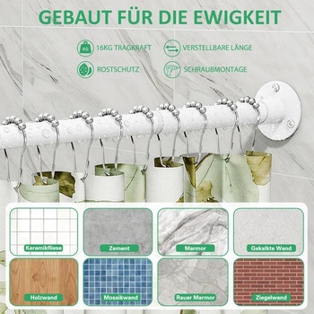 Tyč na sprchový záves v tvare L, (60-135 cm) × (60-135 cm) Nastaviteľná biela sprchová tyč v tvare
