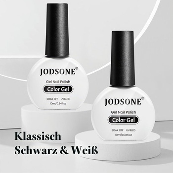 JODSONE sada 2 laků na nehty, 10 ml, černobílý gelový lak na nehty, soak-off LED UV gelová