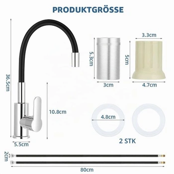 Kuchynská batéria Flintronic s flexibilným výtokom, drezová batéria s úsporným perlátorom, otočná