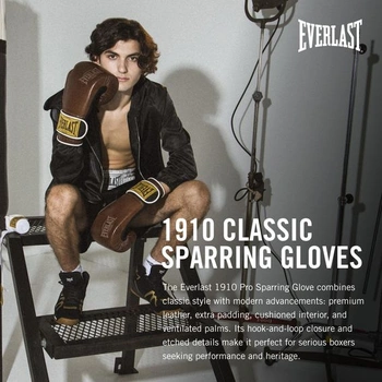 Boxerské rukavice Everlast 1910 Classic Leather, na boxovacie vrece a Focus Mitt, zapínanie na suchý