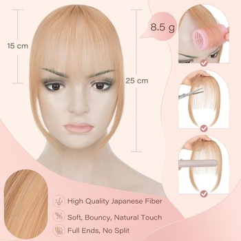 Elailite Clip-in príčesok s ofinou, popolavo blond, 9g, cestička uprostred, vzdušné predĺženie