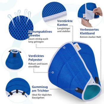 Krčná ortéza PICK FOR LIFE pre psov, mäkká, priedušná, nastaviteľná veľkosť L (obvod krku: 35,6-39,9