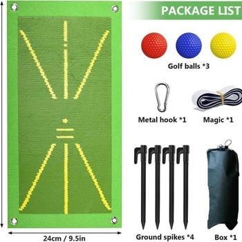 10dílná cvičná sada golfových podložek s černým stahovacím vakem. Pro analýzu švihu v interiéru i