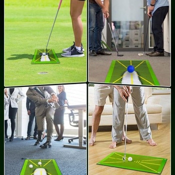 10dílná cvičná sada golfových podložek s černým stahovacím vakem. Pro analýzu švihu v interiéru i