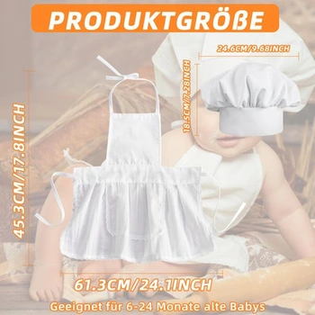 Dvoudílný kuchařský kostým Notoke pro miminka, roztomilý kuchařský kostým, bílá kuchařská čepice a
