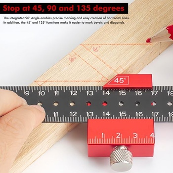 Súprava značkovacích mierok, kovový rysovací nástroj 300 mm pre značenie 45° a 90°, kombinovaný uholník