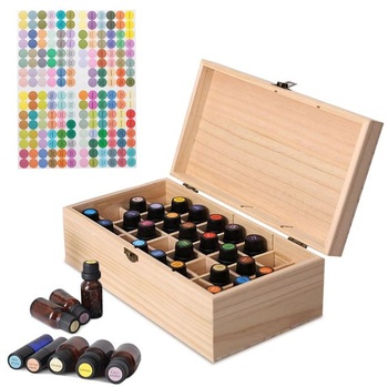 Úložný box na esenciálne oleje - drevená krabička s 32…