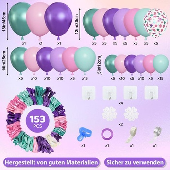Súprava 153-dielnej balónkovej girlandy, fialový oblúk, svetlo fialová