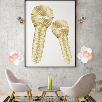 Nafukovací mikrofón, 53 x 26 cm, nafukovací mikrofón, rekvizity na párty, nafukovací mikrofón,