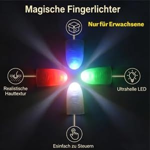 XGOPTS Magické svetlá na palec, balenie 10 kusov, LED magické svetlá na palec, svietiace pre dospelých,