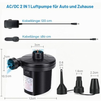 Elektrické vzduchové čerpadlo, 2 v 1 rýchle nafukovacie/vyfukovacie elektrické čerpadlo pre