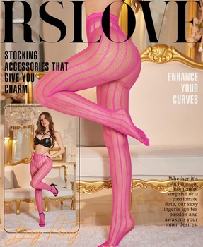 Dámske sexy pančuchy RSLOVE - sieťované pančuchy nad kolená s vertikálnymi pruhmi, jedna veľkosť,
