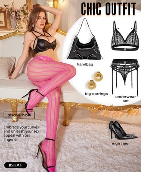 Dámske sexy pančuchy RSLOVE - sieťované pančuchy nad kolená s vertikálnymi pruhmi, jedna veľkosť,