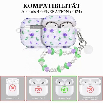 Kompatibilný s AirPods 5 a AirPods 4 Puzdro s pútkom na zápästie Fialový kvet
