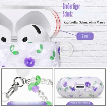 Kompatibilný s AirPods 5 a AirPods 4 Puzdro s pútkom na zápästie Fialový kvet