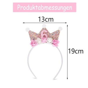 Růžová čelenka pro 4. narozeniny, ideální na narozeninovou oslavu. Růžová čelenka pro 6leté dítě.