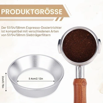 Dávkovací trychtýř na espresso 54 mm, trychtýř s portafiltrem, magnetický, robustní, dávkovací