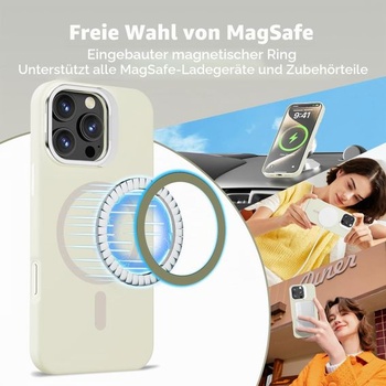 Puzdro Misscase pre iPhone 16 Pro Max so stojanom na fotoaparát, svetlo biela, svetlo biela + držiak