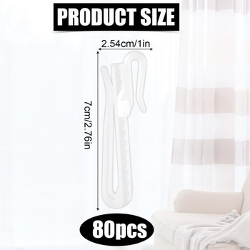 80 plastových háčikov na záclony, 7 x 2,54 cm, nastaviteľné háčiky na záclony, upínacie háčiky na záclony