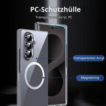 Magnetické pouzdro Lemxiee pro Samsung Galaxy Z Fold 8 Ultra, ultratenké a průhledné akrylové