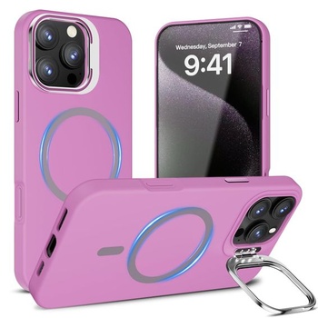 Puzdro Misscase pre iPhone 16 Pro Max so stojanom na kameru, fialové + držiak pre iPhone 16 Pro