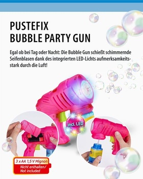 PUSTEFIX Bublinkové párty pistole 2 kusy | Bublinková pistole s LED diodou