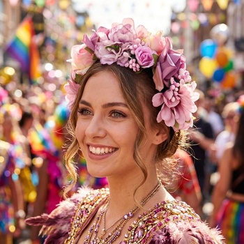 Květinová čelenka, dirndl čelenka, tradiční vlasový doplněk, květinová čelenka, fialová