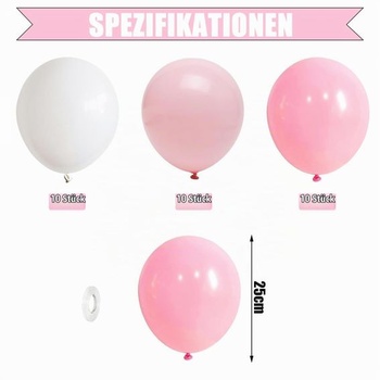 30 ružovo-bielych héliových balónikov, 25cm latexové balóniky, ružové, pre svadby, narodeniny, dievčatá,