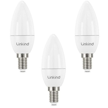 Linkind E14 LED teplá biela, 7W = 60W 806 lúmenov, 280° C35/B35 tvar sviečky, balenie po 3 kusoch teplá