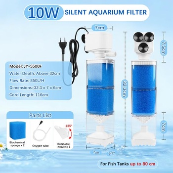 Akvarijní filtr EXLECO 5 v 1 pro akvária 80-250 l, 850 l/h, 10 W, nastavitelný