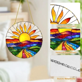 Akrylový lapač slnka, boho štýlový závesný lapač slnka na okná, do záhrady a na balkón, farebná