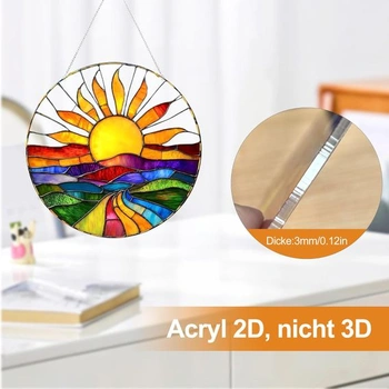 Akrylový lapač slnka, boho štýlový závesný lapač slnka na okná, do záhrady a na balkón, farebná