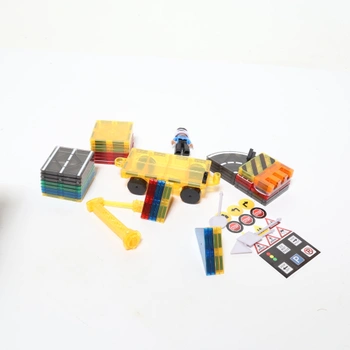 Magnetické stavební dlaždice Desire Deluxe - sada magnetických jeřábů a autíček pro děti,