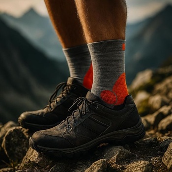 Kaiera - Trek Mid - Merino vlnené turistické ponožky vyrobené v Taliansku, polstrované outdoorové