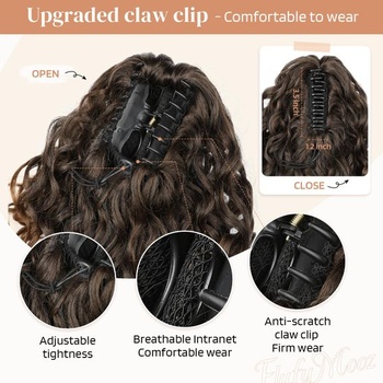 Flufymooz Predlžovanie copu, 46 cm Predlžovanie vlasov do copu, 100% čistý proteínový hodváb,