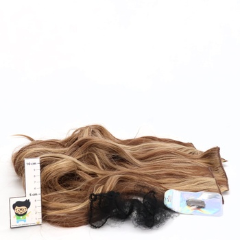 FESHFEN Clip-in predlžovanie vlasov, 60 cm 4 kusy dlhé vlnité blond predlžovanie vlasov syntetické
