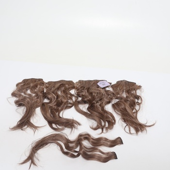 BARSDAR Clip in predlžovanie vlasov, 50 cm dlhé vlnité hnedé vlasy Clip in 6 kusov Celohlavový