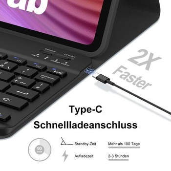 Pouzdro s klávesnicí pro Lenovo Tab 10.1 palce 2025 (TB-311FU), černé, jednobarevné