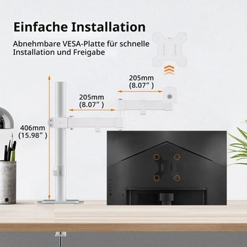 Držák monitoru Bracwiser, rameno pro jeden monitor, výškově nastavitelný otočný stojan na monitor