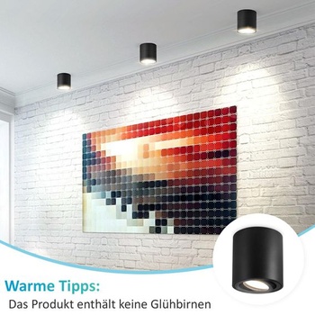 Čierne stropné bodové svetlá, prisadené bodové svetlo, otočné o 30 °, vhodné pre GU10 a LED moduly