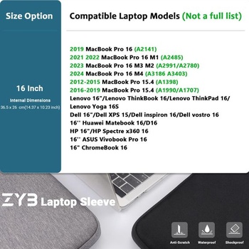 Pouzdro na notebook ZYB 16 palců Brašna na notebook 16 palců s taškou na příslušenství - šedá 16