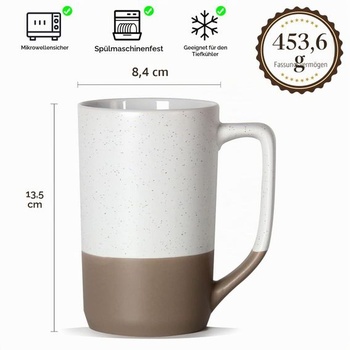 Veľký hrnček na kávu s objemom 500 ml, dvojfarebný kombinovaný veľký keramický hrnček na čaj s veľkým