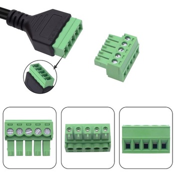 Kábel USB 2.0 A so skrutkovacou svorkovnicou, nepájivý adaptér USB 2.0 na 5pinovú skrutkovaciu