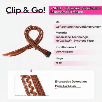 REECHO Clip-in copy pro ženy, 50 cm boho dredy s korálky a přívěsky, zapletené příčesky pro cosplay