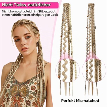 REECHO Clip-in copy pre ženy, 50 cm boho dredy s korálkami a príveskami, zapletené príčesky pre cosplay